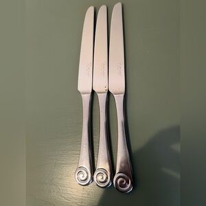 Robert Welch Stainless AMMONITE Satin Dinner Knife Swirl Flatware 3 Knives